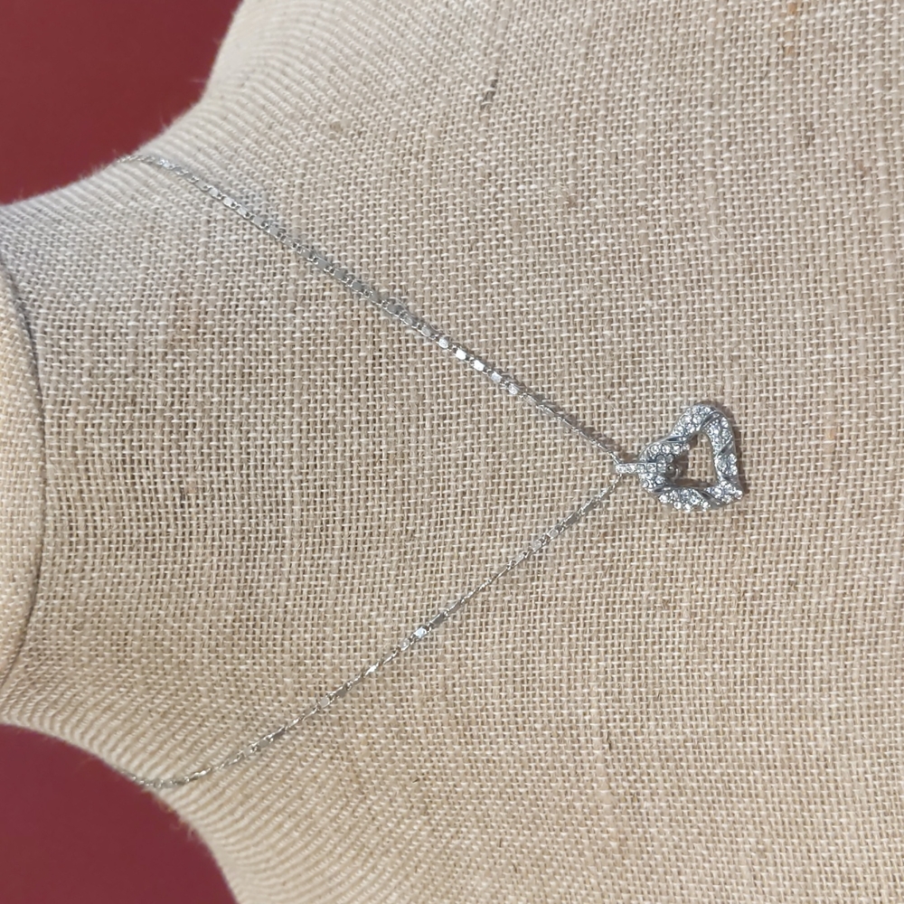 3 for $30 Heart Shaped Pendant Silver Toned Faux Diamonds on Nine Inch Necklace